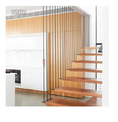 China TAKA Modern Glass-Wood Staircase Customized Indoor /outdoor Floating Straight Wooden Stair Step / Tread Stair Treads for sale