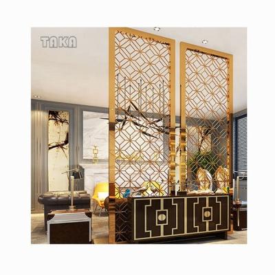 China Easily Assembled Laser Cut Screen Gold Wall Stainless Steel Panel Restaurant Stainless Steel Panel Home Office Indoor Room Divider for sale