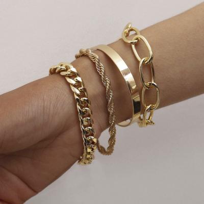 China Mix and Match Simple Twist Chain Bracelet Wire Exaggerated Smooth O-Chain Set FASHIONABLE C-Shaped Bracelet for sale