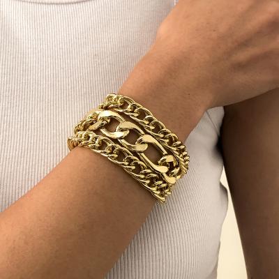 China European and American FASHIONABLE retro jewelry fashion metal punk chain bracelet personality suit double woven chain bracelet for sale