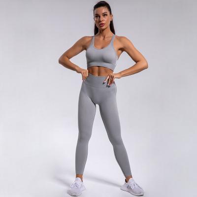 China Custom Women's Breathable Seamless Two-Piece Sports Bra High Quality Active Wear Yoga Legging High Waist Gym Workout Yoga Sets for sale