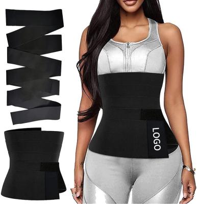 China Custom Women's Fitness Antibacterial Logo Elastic Band Tummy Wrap Slimming Invisible Body Shaper Waist Trainer Strap for sale