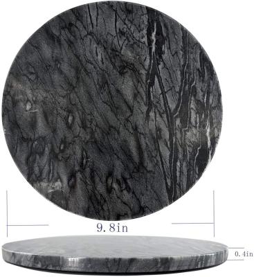 China Viable Wholesale Black Gray Decorative Round Marble Serving Tray - Use in Kitchen, Bathroom and Office - Marble Tray for sale