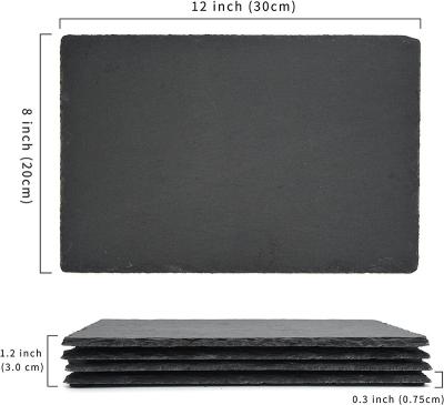 China Sustainable Wholesale Natural Slate Stone Rectangle Dishes Gourmet Serving Tray In Low Price - Set Of 4 Pieces 12 Inch x8 for sale