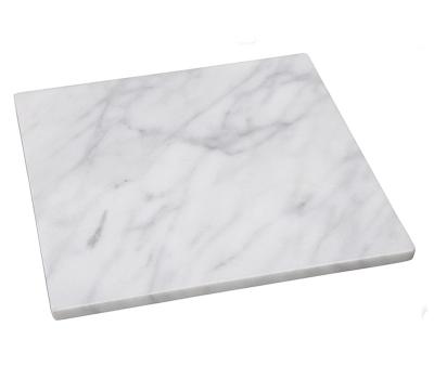 China Creative Home Viable Natural Stone 12 Inch Cheese Chopping Board White Marble Stone Square Cutting Board For Kitchen for sale