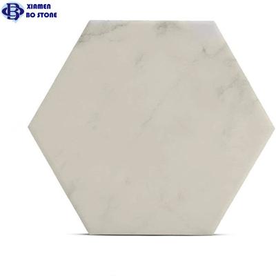 China Viable Natural Hexagon White Marble Coasters with Steel Stand for Beverage and Perfect Housewarming Gift for sale