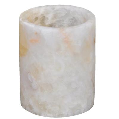 China Home Decor Products 2022 Hot Selling Alabaster Tealight Simple White Candle Holder And Votive Holders Candles With Amber Glow For Home December for sale