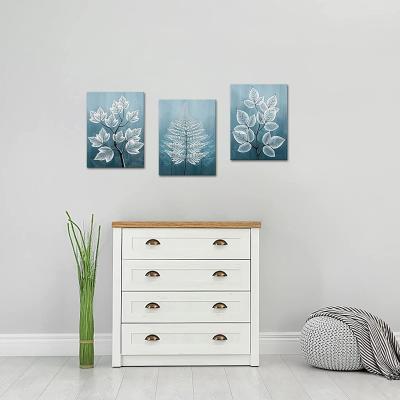 China Traditional Hot Selling Blue Leaves Decorative Painting Canvas Frameless Wall Art Decorative Painting For Home Office for sale