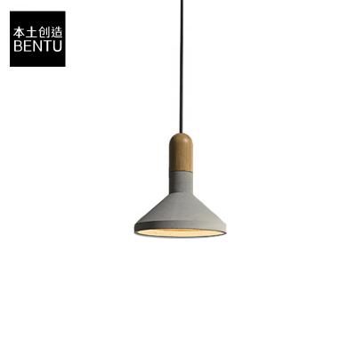 China Bentu Shang Eco-friendly Industrial Minimalist Design Chandelier Hanging Bamboo Concrete Pendant Light Lamp for sale