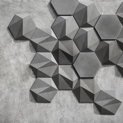 China Decorative Firebrick Bentu San-3D Hexagon Umbrella Concrete Cement Wall Tiles For Living Room Cafe Bedroom for sale