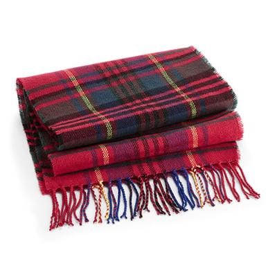 China Hot Selling Acrylic Women Red Check Scarf With Long Tassel Trim for sale