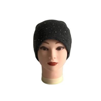 China JOINT hot sale black knit diamond beanie hat for sale