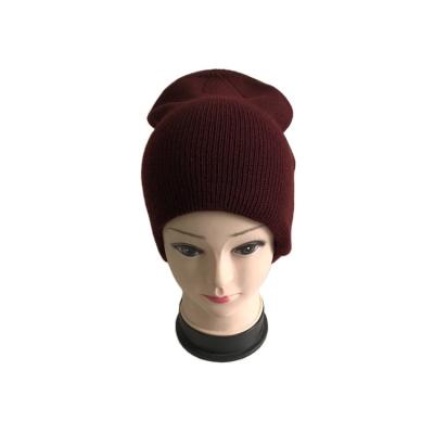 China JOINT Sale Rib Women Brown Acrylic Beanies Knitted Winter Hats for sale