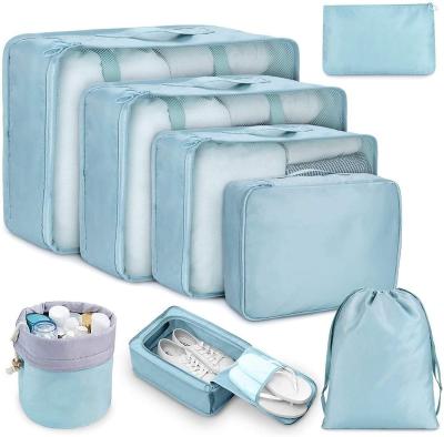 China 8Pcs Travel Breathable Cubes Set Foldable Suitcase Organizer Lightweight Luggage Storage Bag for sale