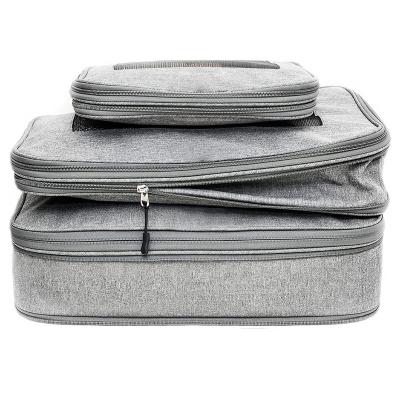 China Large Capacity Compression Packing Cubes for Gray Double Zipper Travel 3 Set for sale