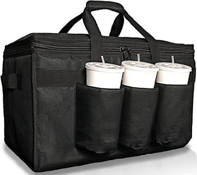 China Insulated Insulated Food Delivery Bag with Cup Holders / Drink Carriers XXL Hot and Cold Premium Commercial Quality (XL Black) for sale