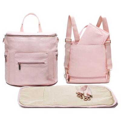 China Water Resistant Verified Supplier Rose Waterproof Vegan Leather Diaper Bag With Changing Pad for sale