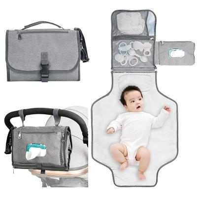 China Large Capacity Portable Diaper Changing Pad For Baby Waterproof Diaper Changing Pad With Smart Wipes Pocket Baby Shower Gifts for sale