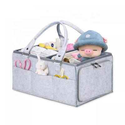 China Tote Bag Gray Durable Nappy Cart Diaper Organizer Bag Baby Felt Cart Diaper Organizer Bag Customized for Changing Table and Car 7-15 Days DSC-19350 for sale