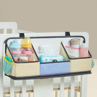 China Large Capacity Diaper Caddy Hanging Crib Diaper Organizer Newborn Crib Diaper Stacker Organizer for Crib Playard or Newborn Boy and Wall Gir for sale