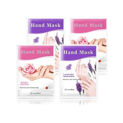 China Nourishing Private Label OEM Lavender Organic Disposable Exfoliating Paraffin Moisturizing Peeling Glove Hand Masks for sale