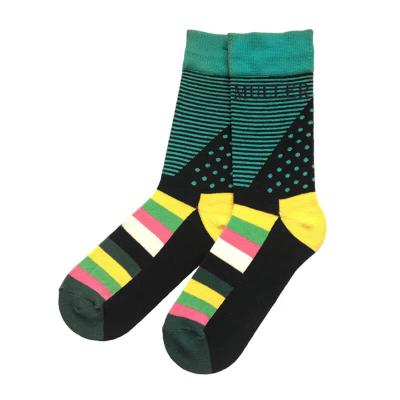 China Novelty Antibacterial Men's Rich Comfortable Breathable Dress Socks With Stripes And Polka Dots for sale