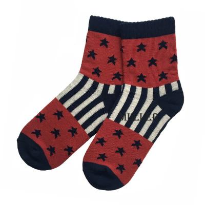 China Anti-Fault Men Knit Woolen Dress Socks With Stars And Stripes On The Arch for sale