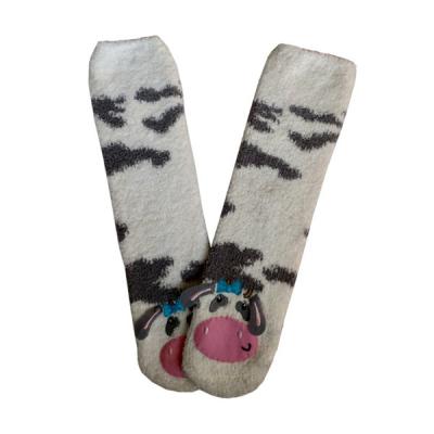 China 3D Fun Fuzzy Indoor Slipper Socks Silly Floor Crew Antibacterial Soft Fluffy Tube Cute Animal for sale