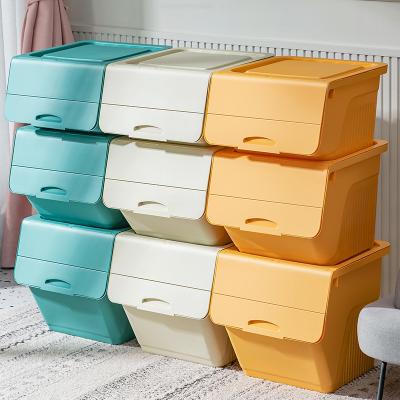 China Large Capacity Front Opening Stackable Baby Room Children's Toy Set Minimalist Safe Odorless Storage Box for sale