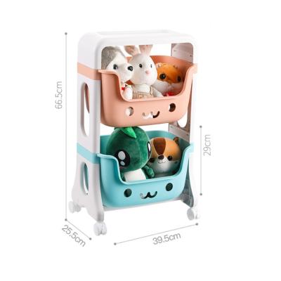 China Children's Movable 2 Layer Kids Plastic Storage Cabinet Rack For Spice With Wheels Organizer for sale