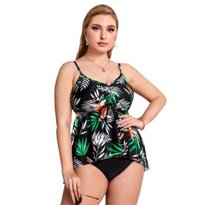 China 2022 women plus size swimwear ST9203274 split print tankini sexy conservative plus size swimwear for sale