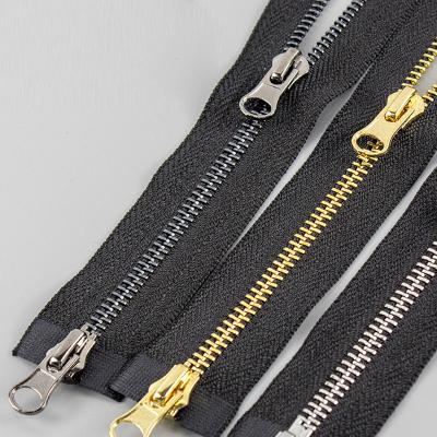 China Custom No.5 Auto Lock Large Open End Metal Zipper Pulls for Women Winter Hooded Down Jacket for sale