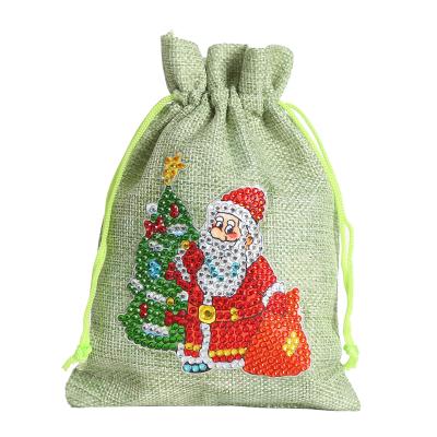 China Factory Supply 5D DIY Santa Claus Diamond Painting Christmas Candy Bag Crystal Rhinestones Diamond Art Christmas Candy Bag for sale