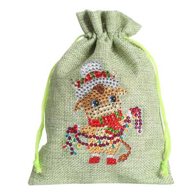 China Factory Supply Diamond Painting Christmas Candy Bag 5D DIY Christmas Reindeer Crystal Rhinestones Diamond Art Christmas Candy Bag for sale