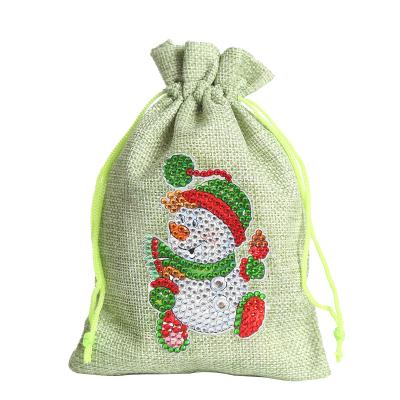 China Christmas Factory Supply Crystal Rhinestones Snowman Diamond Art Christmas Candy Bag 5D DIY Diamond Painting Christmas Candy Bag for sale