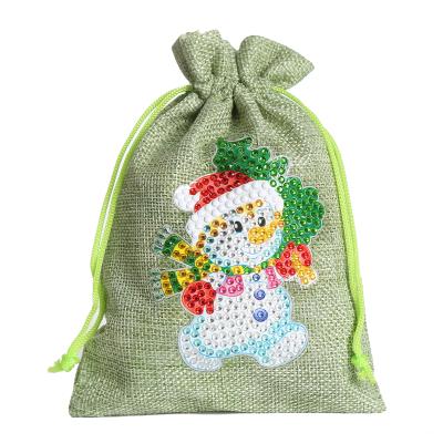 China Factory Supply Diamond Painting Christmas Candy Bag 5D DIY Christmas Snowman Crystal Rhinestones Diamond Art Christmas Candy Bag for sale