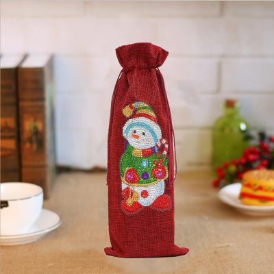 China Factory Supply 5D DIY Diamond Painting Christmas Bottle Covers Crystal Rhinestones Diamond Art Christmas Wine Bottle Bags for sale