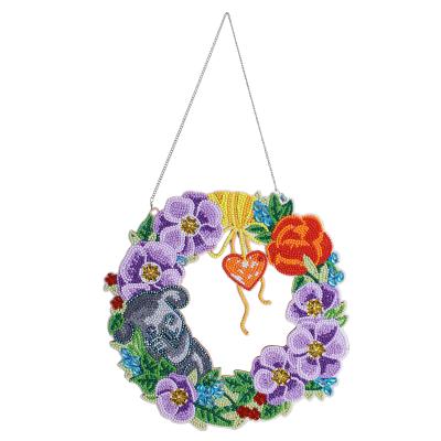 China New Classic/Postmodern Flower 30cm DIY Diamond Painting Wreaths for Wholesale Diamond Art Wreath Door Craft for Window Home Decoration for sale