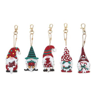 China 5pcs/set Modern Christmas Diamond Art Keychain Factory Fkit Llaveros Acrilico DIY Diamond Painting Christmas Keychains for Home Decor for sale