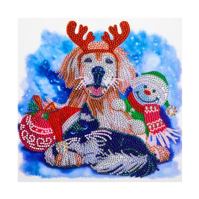 China Christmas Diamond Painting Kits 5D Diamond Art Factory Diamond Painting Dog DIY Kits Christmas Animal 30*30cm For Adults Kids for sale