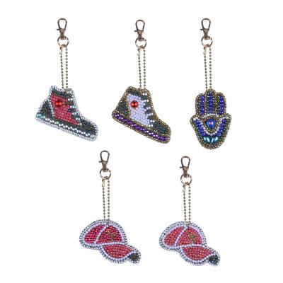 China 5pcs/set Modern 5D DIY Diamond Painting Keychain Pendant, Crystal Rhinestone Diamond Art Kits Special Shaped for Adults for sale