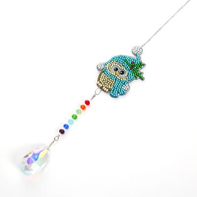 China New Classic/Postmodern Crystal Wind Chimes Diamond Art 5D DIY Diamond Painting Owl Window Sun Catcher Window Pendant For Home Wall Hanging for sale