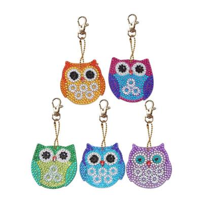 China 5pcs/set Modern Key Chain Diamond Art Kits Owl Crystal Kit Llaveros Acrilico DIY Diamond Painting Keychains for Kids Adults for sale