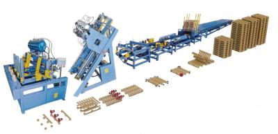 Chine Euro Wood Block Pallet Making Machine 4 Stringer w/Stacker Pallet Nailer Assembly System à vendre