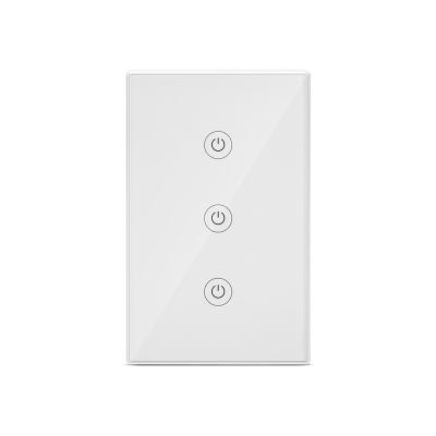 China 1/2/3Gang Amazone WIFI Tuya Smart Home Switch USA Supports Alexa Voice Control Touch Wall Switch 3 Band for sale