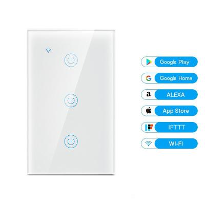 China US Smart Life APP Remote Control Smart Switch For Smart Home Light Control 3 Strip In Touch Switch Smart Wall Switch SW-US3 for sale