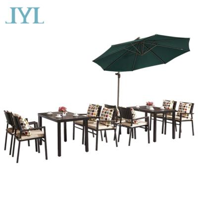 China UV-Resistant Modern Waterproof Outdoor Furniture Wooden Dining With Aluminum Frame Table Set for sale