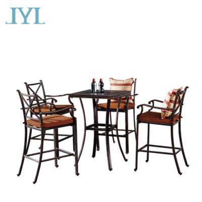 China UV-resistant metal cast aluminum bar set outdoor bar table chair for outdoor for sale