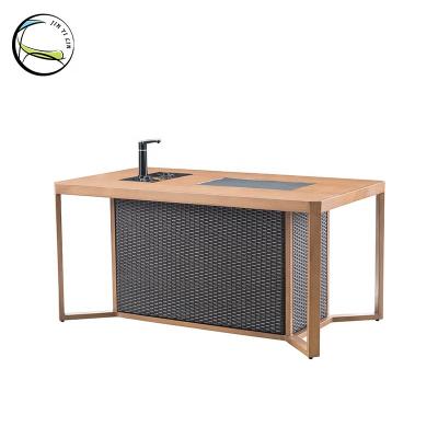 China Outdoor Living Room Furniture / UV - Resistant Tea Table With Tea Making Machine And Tea Cup for sale