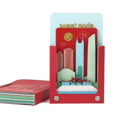 China Unique China Hong Kong Notepad Pop Up Map Landmark Souvenir Memo Pad With Gift Box for sale